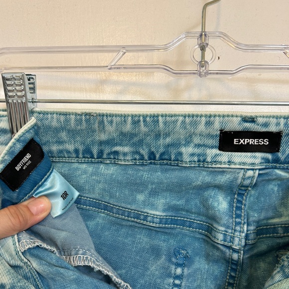 EXPRESS green tinted acid wash boyfriend jeans, size 10 - Picture 5 of 8